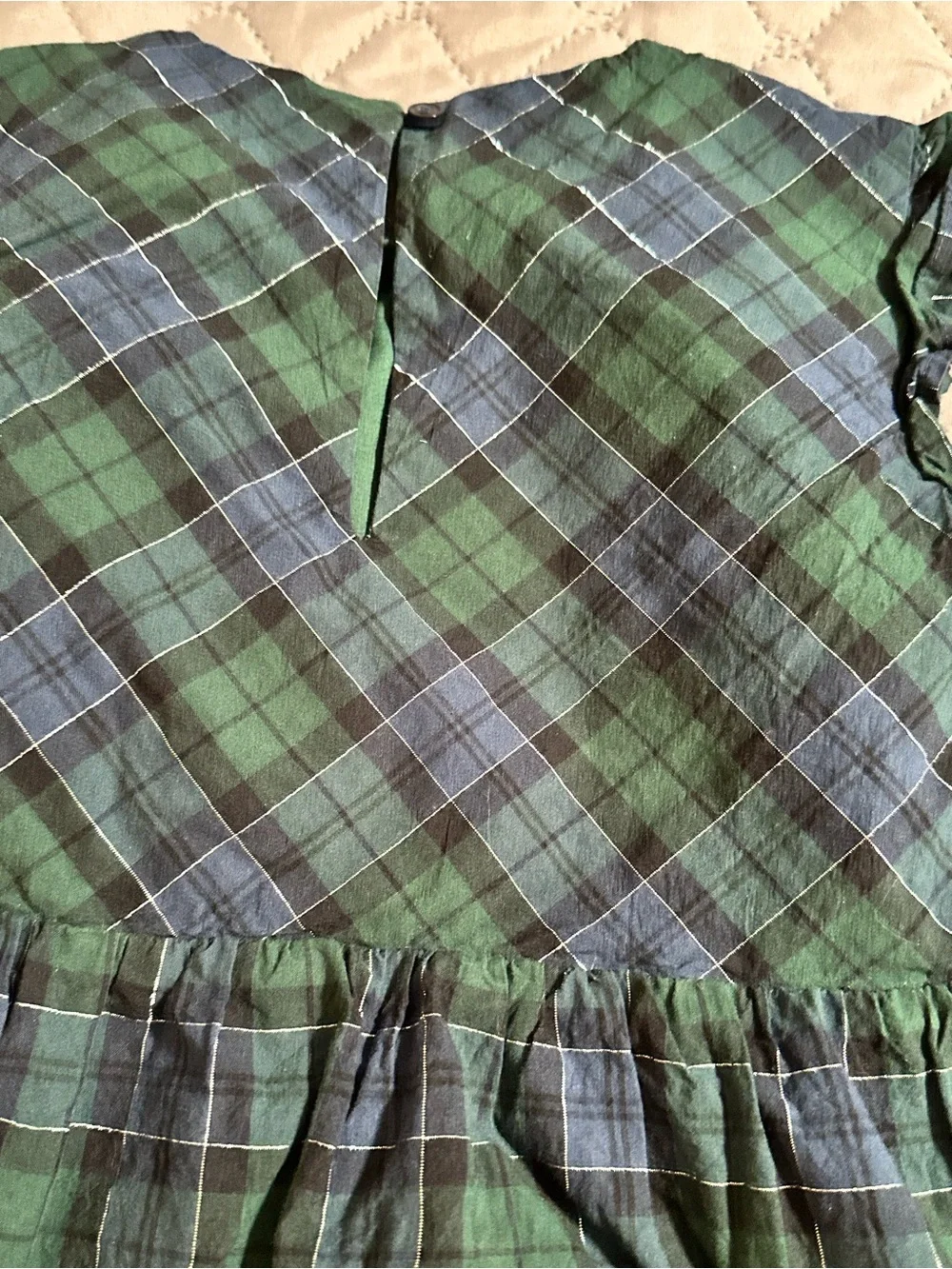 Crewcuts Green and Blue Plaid Tiered Ruffle Dress Size 8